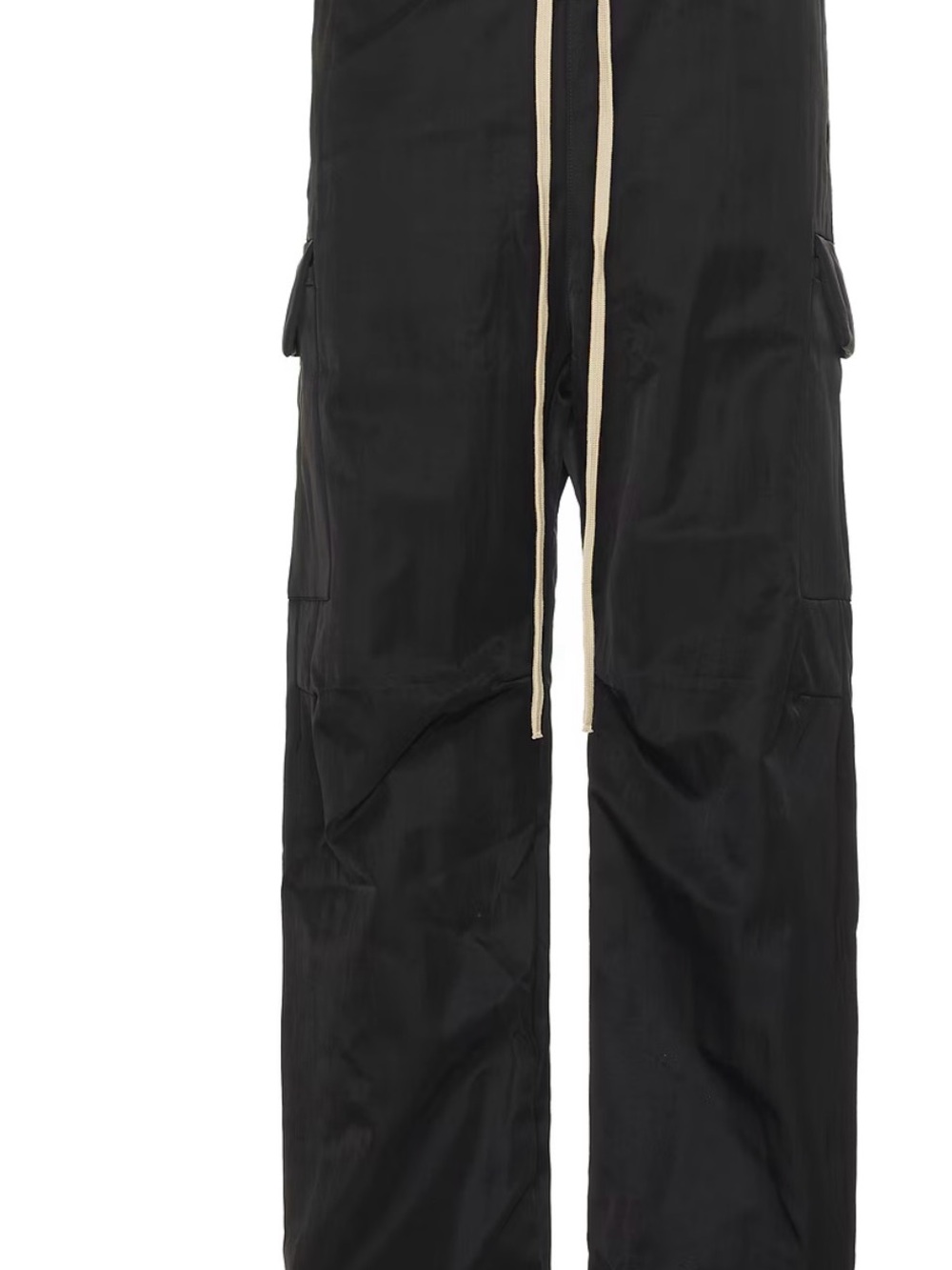 Fear of God Black Cargo Pants with Beige Drawstring Textured Nylon Field Pant